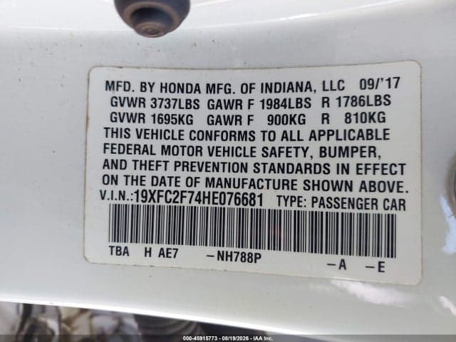 2017 HONDA CIVIC EX 9
