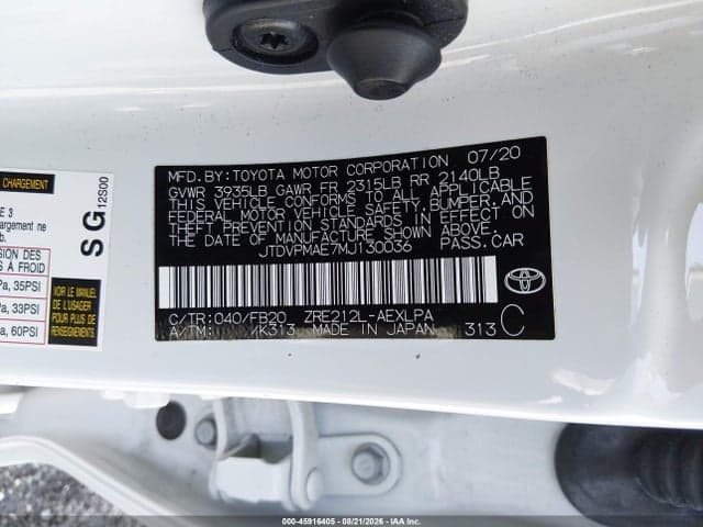 2021 TOYOTA COROLLA LE 9