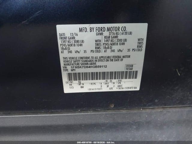 2017 FORD EXPLORER XLT 9