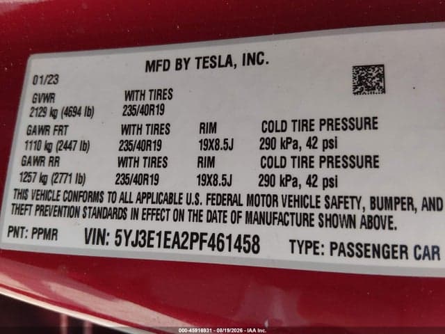 2023 TESLA MODEL 3 REAR-WHEEL DRIVE 9