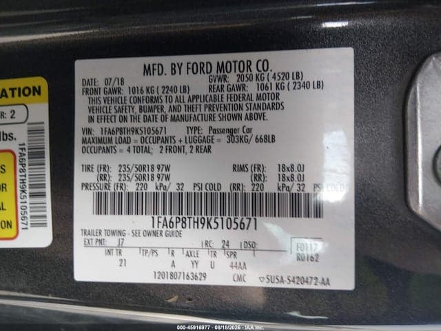 2019 FORD MUSTANG ECOBOOST 9