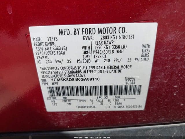 2019 FORD EXPLORER XLT 9