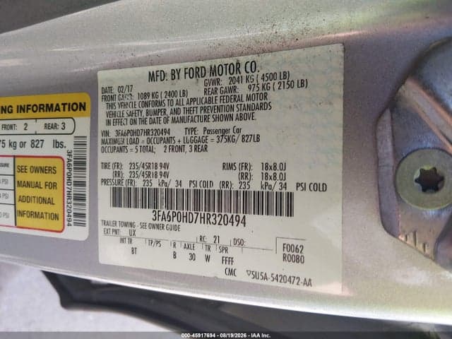 2017 FORD FUSION SE 9