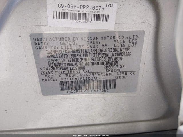 2020 NISSAN KICKS S XTRONIC CVT 9