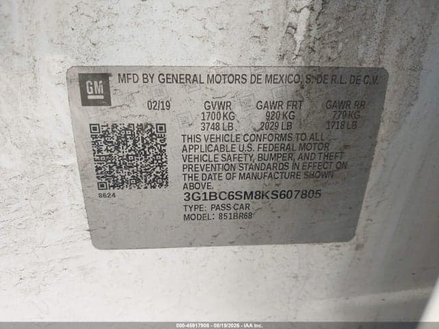 2019 CHEVROLET CRUZE LS 9