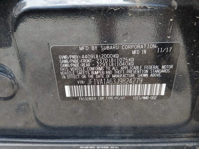 2018 SUBARU WRX 9