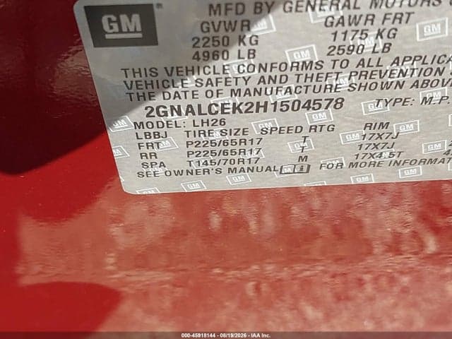2017 CHEVROLET EQUINOX LT 9