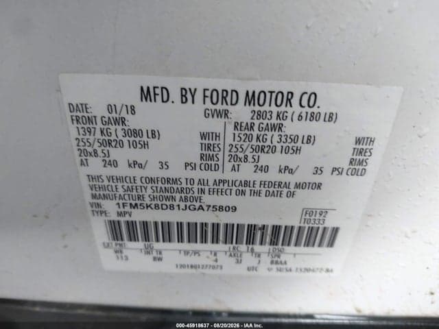2018 FORD EXPLORER XLT 9