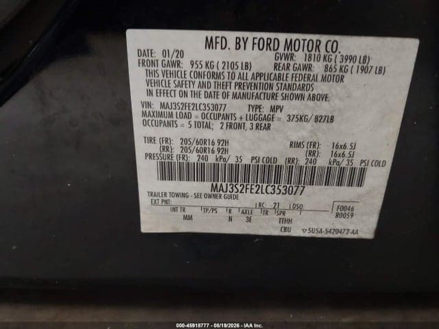 2020 FORD ECOSPORT S 9