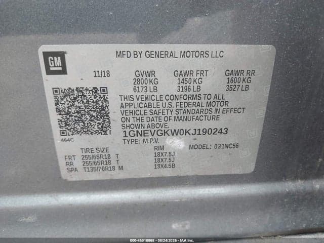 2019 CHEVROLET TRAVERSE 1LT 9