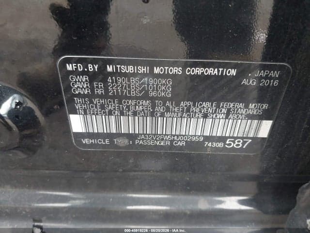 2017 MITSUBISHI LANCER SEL 9