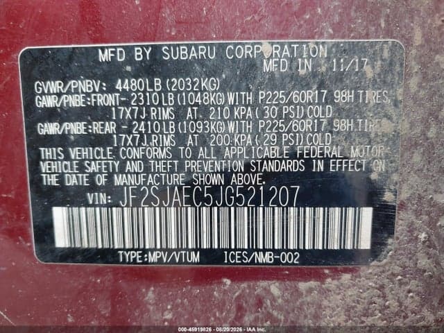 2018 SUBARU FORESTER 2.5I PREMIUM 9