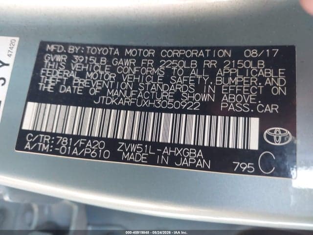 2017 TOYOTA PRIUS THREE 9