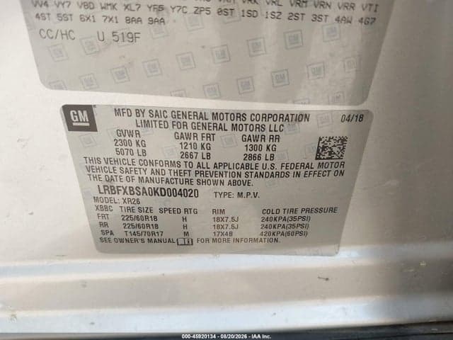 2019 BUICK ENVISION FWD PREFERRED 9