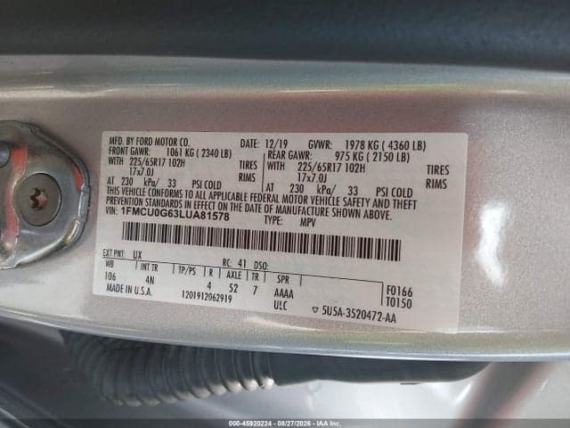 2020 FORD ESCAPE SE 9