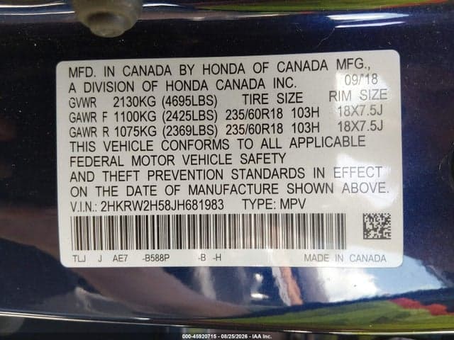 2018 HONDA CR-V EX 9