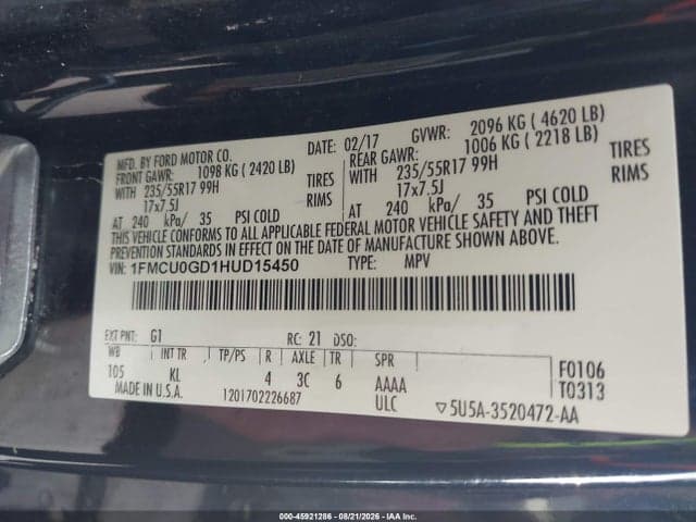 2017 FORD ESCAPE SE 9
