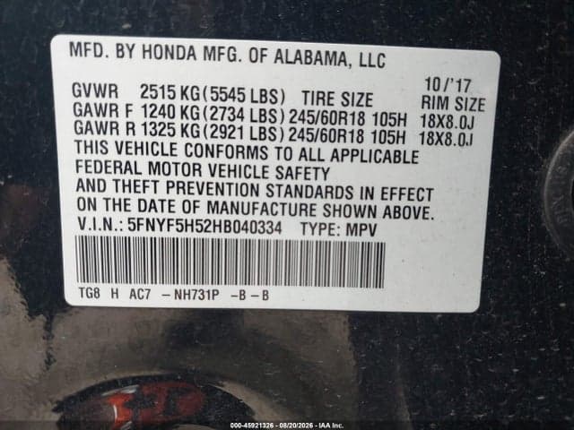 2017 HONDA PILOT EX-L 9