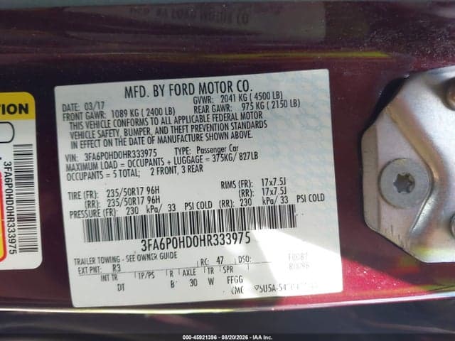 2017 FORD FUSION SE 9