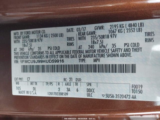 2017 FORD ESCAPE TITANIUM 9