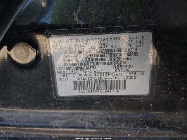 2020 NISSAN VERSA S XTRONIC CVT 9