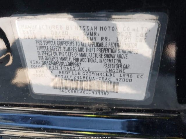 2020 NISSAN VERSA SV XTRONIC CVT 9