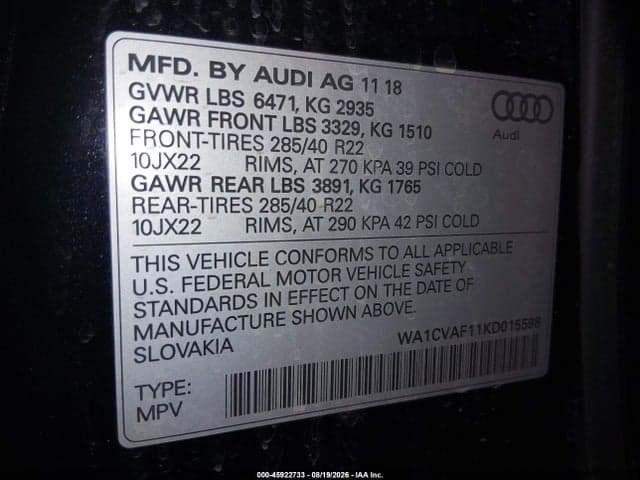 2019 AUDI Q8 55 PREMIUM 9