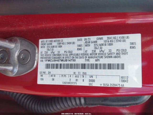 2021 FORD ESCAPE SEL 9