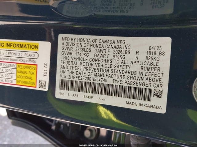 2025 HONDA CIVIC LX 9