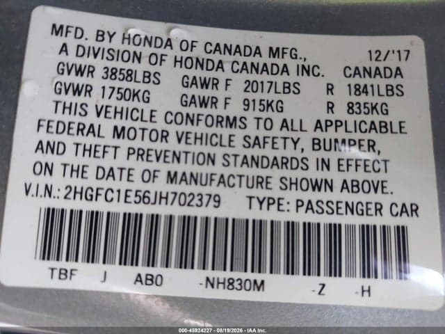 2018 HONDA CIVIC SI 9