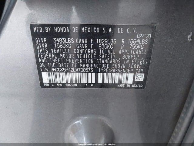 2020 HONDA FIT LX 9