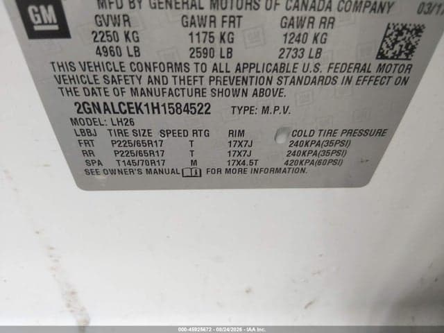 2017 CHEVROLET EQUINOX LT 9