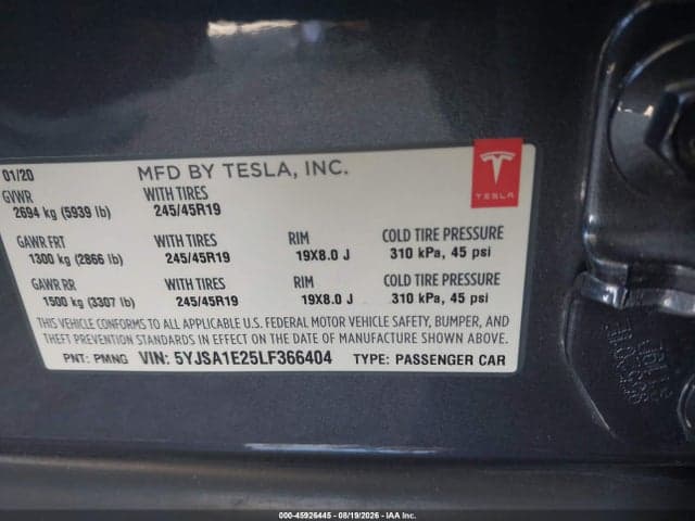 2020 TESLA MODEL S LONG RANGE DUAL MOTOR ALL-WHEEL DRIVE/LONG RANGE PLUS DUAL MOTOR ALL-WHEEL DRIVE 9