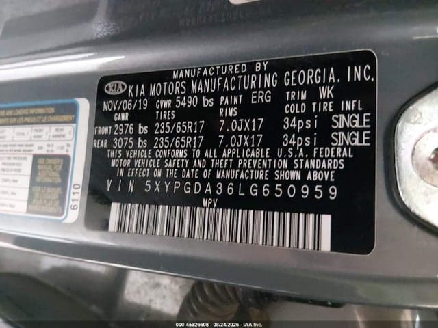 2020 KIA SORENTO 2.4L LX 9