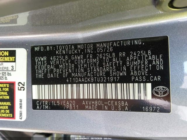2026 TOYOTA CAMRY SE 9