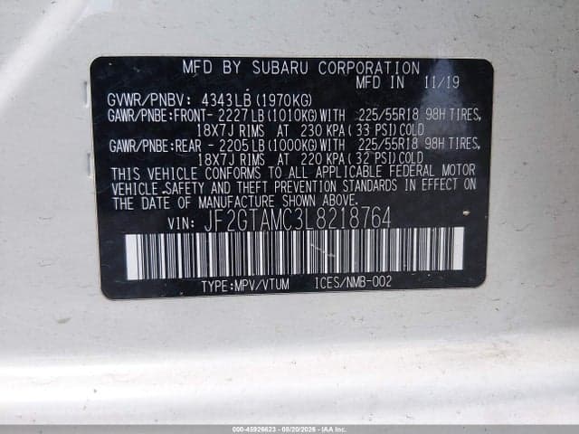 2020 SUBARU CROSSTREK LIMITED 9