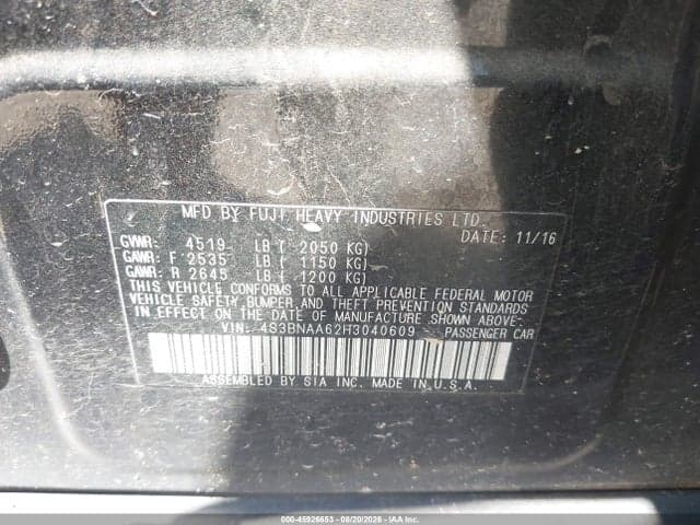 2017 SUBARU LEGACY 2.5I 9