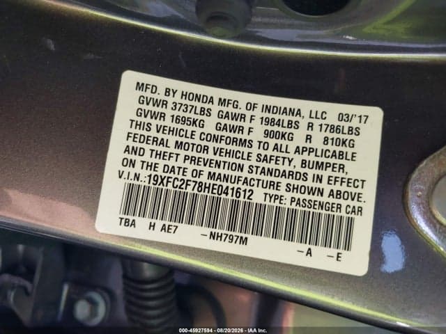 2017 HONDA CIVIC EX 9