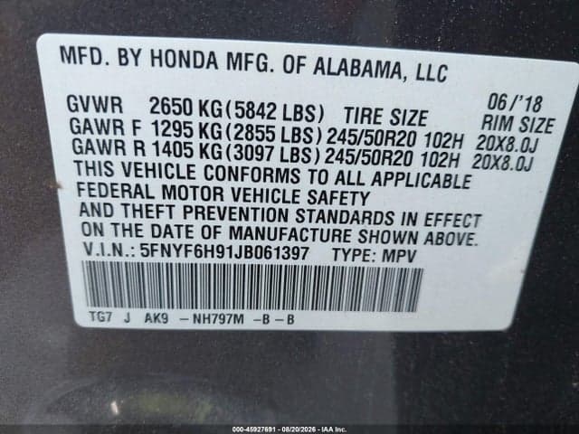 2018 HONDA PILOT TOURING 9