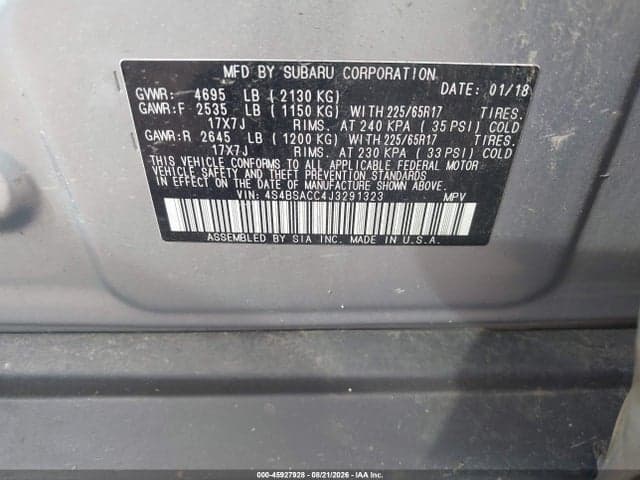 2018 SUBARU OUTBACK 2.5I PREMIUM 9
