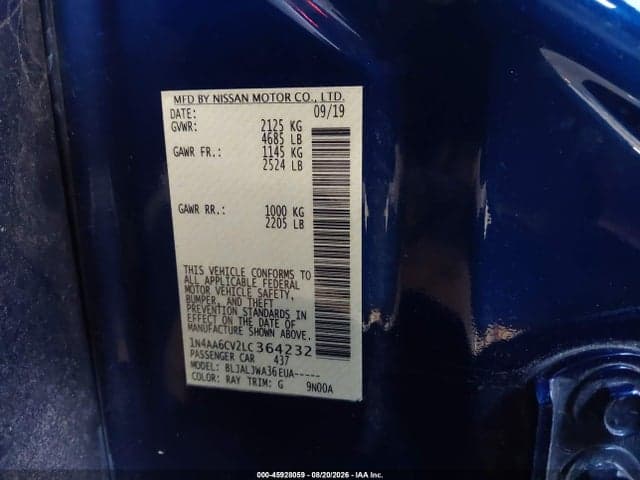 2020 NISSAN MAXIMA SV XTRONIC CVT 9