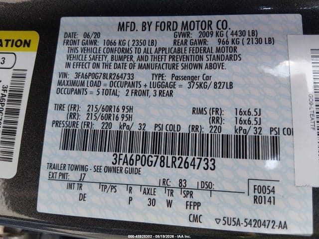 2020 FORD FUSION S 9