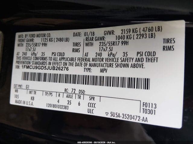 2018 FORD ESCAPE SE 8