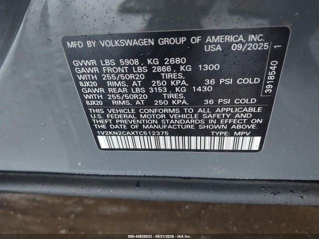 2026 VOLKSWAGEN ATLAS SE WITH TECHNOLOGY 9