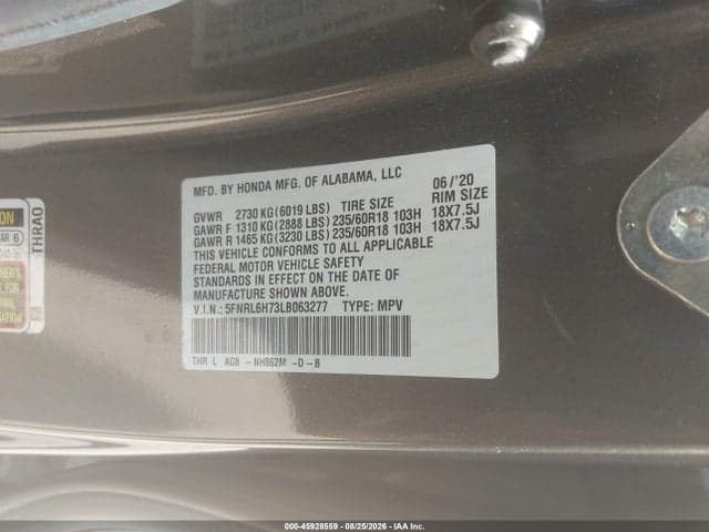 2020 HONDA ODYSSEY 9