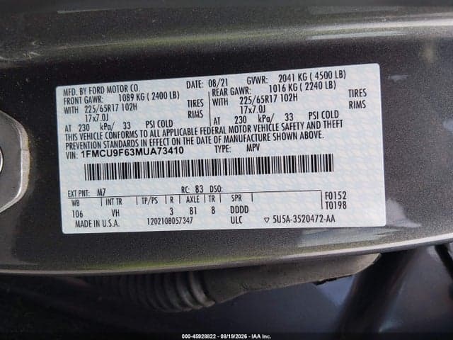 2021 FORD ESCAPE S 9