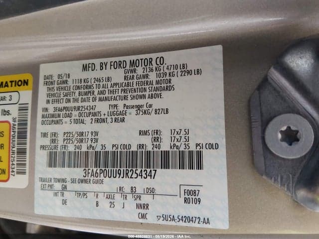 2018 FORD FUSION HYBRID S 9