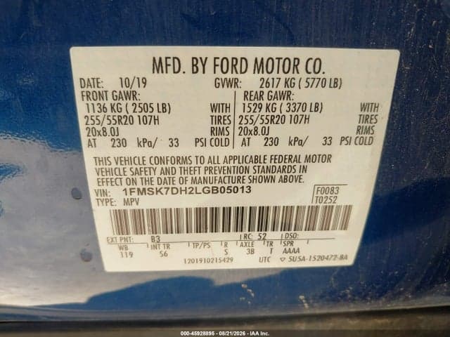 2020 FORD EXPLORER XLT 9