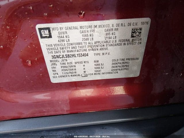 2017 CHEVROLET TRAX LT 9