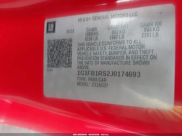 2018 CHEVROLET CAMARO 1LT 9
